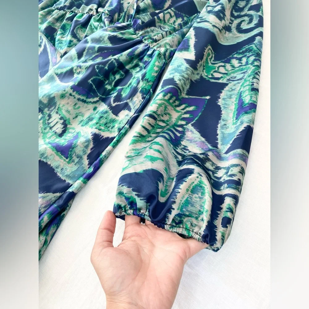 Maternal America Boho Satin Maternity Dress - Picture 9 of 11